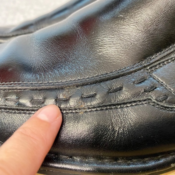 Stacy Adams Size 10M Black Leather Square Toe Slip On Loafer Shoes - Picture 7 of 16